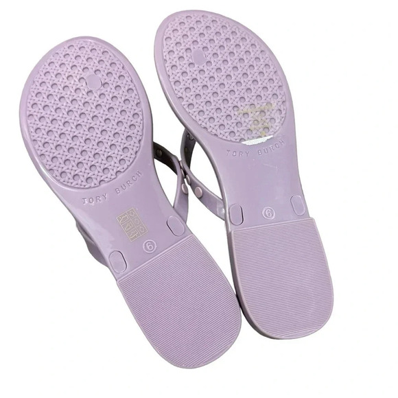 Tory Burch Sedona Rose Studded Jelly Purple Thong Sandals 6 - Picture 2 of 2